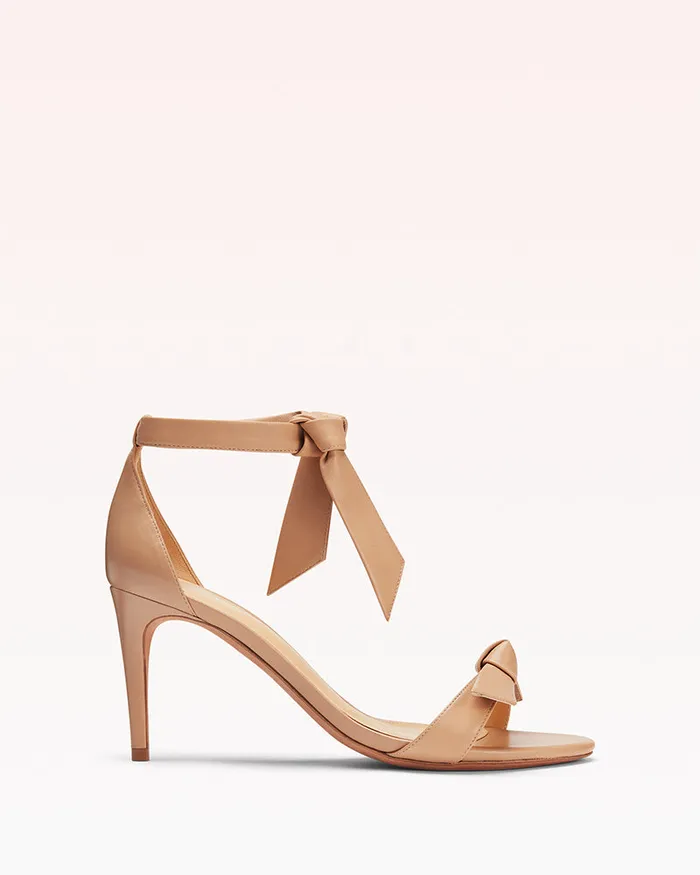 Sandals Women Alexandre Birman Clarita Bow Tie Mid Heel Sandal In Nappa Leather Alexandre Birman Beige Sandals Women Alexandre Birman Clarita Bow Tie Mid Heel Sandal In Nappa Leather Alexandre Birman Beige
