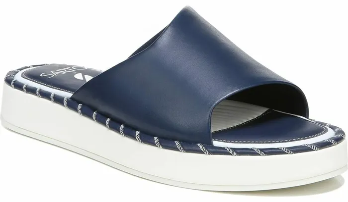 Sandals Women Franco Sarto Sarto Zoe Slide Sandal Navy Leather