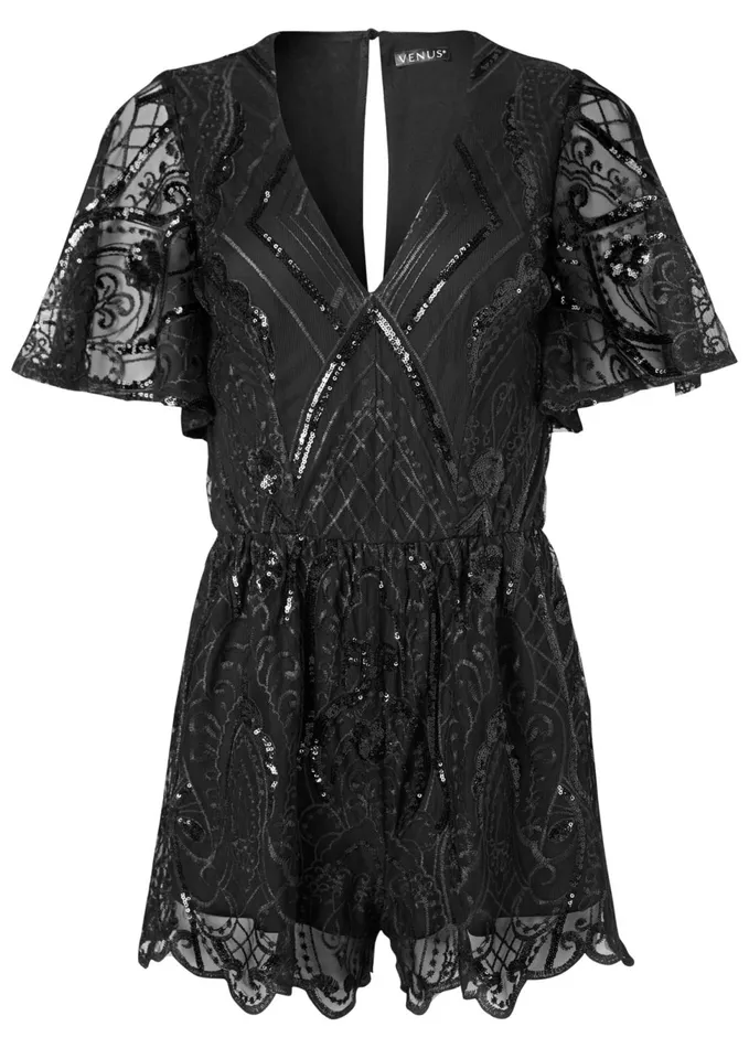 SEQUIN DETAIL ROMPER Black Women VENUS Rompers