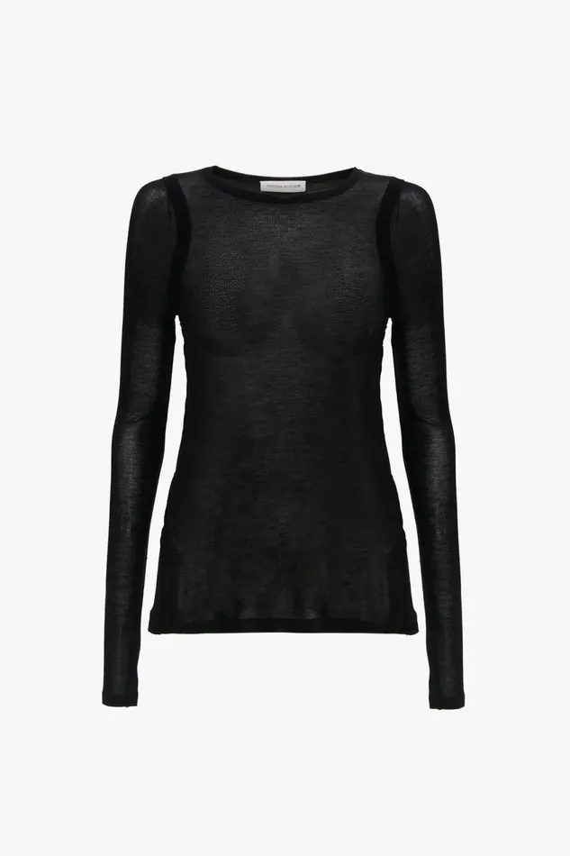 Shirts and Tops Women Victoria Beckham Crew Neck Long Sleeve Top In Black