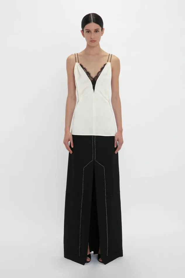 Shirts and Tops Women Victoria Beckham Lace Detail Cami Top In Harvest Ivory