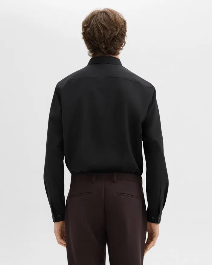 Shirts Men Theory Hugh Shirt In Virgin Wool Black Shirts Men Theory Hugh Shirt In Virgin Wool Black