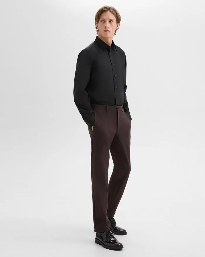 Shirts Men Theory Hugh Shirt In Virgin Wool Black Shirts Men Theory Hugh Shirt In Virgin Wool Black