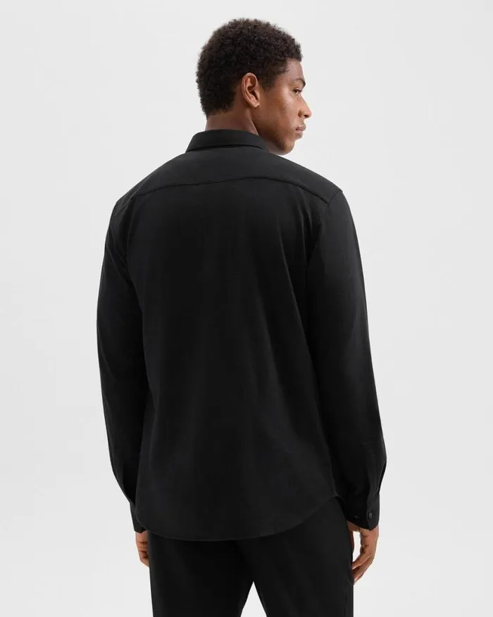 Shirts Men Theory Irving Pocket Shirt In Brushed Structure Knit Black Shirts Men Theory Irving Pocket Shirt In Brushed Structure Knit Black