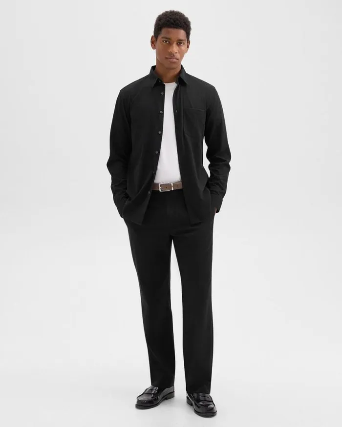 Shirts Men Theory Irving Pocket Shirt In Brushed Structure Knit Black Shirts Men Theory Irving Pocket Shirt In Brushed Structure Knit Black