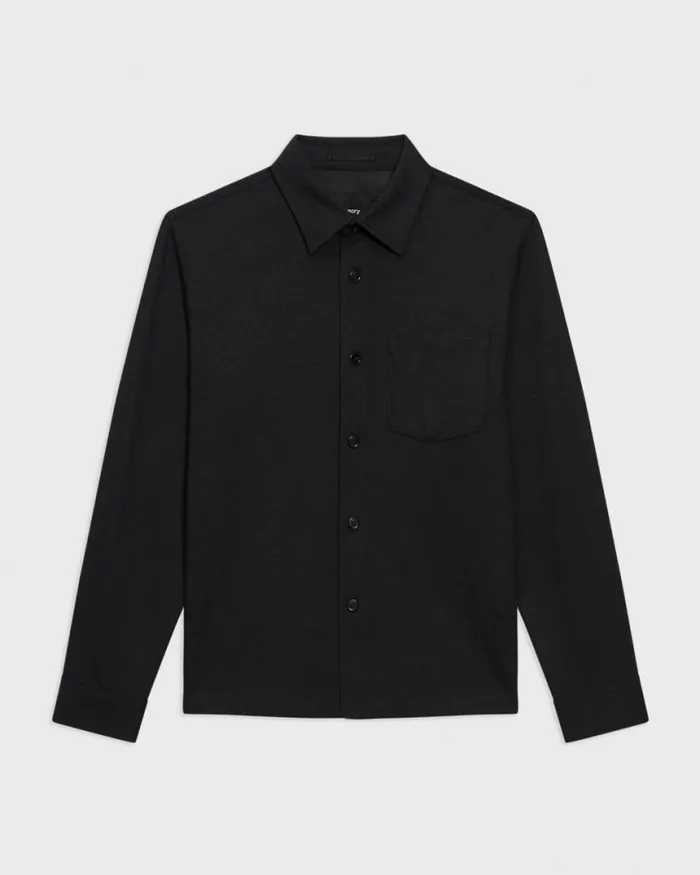 Shirts Men Theory Irving Pocket Shirt In Brushed Structure Knit Black Shirts Men Theory Irving Pocket Shirt In Brushed Structure Knit Black