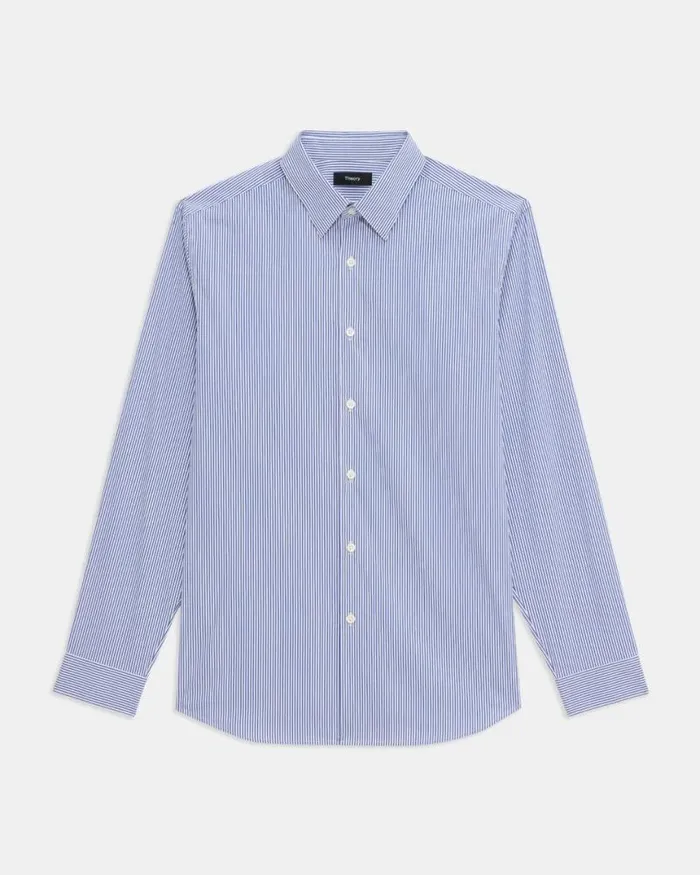 Shirts Men Theory Irving Shirt In Cotton Blend Whitenew Klein Blue Shirts Men Theory Irving Shirt In Cotton Blend Whitenew Klein Blue