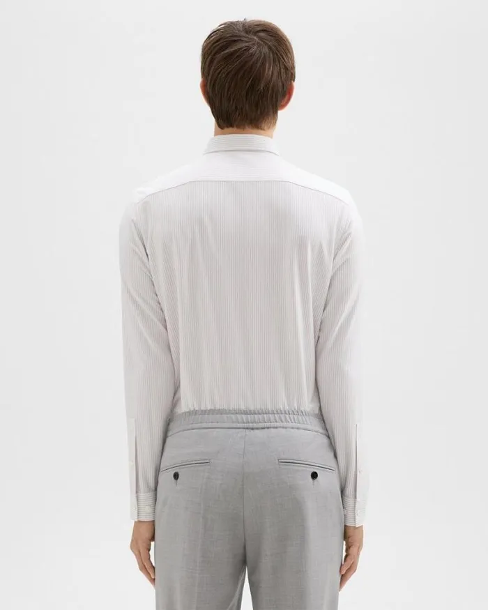 Shirts Men Theory Tailored Shirt In Striped Structure Knit Whitevapor