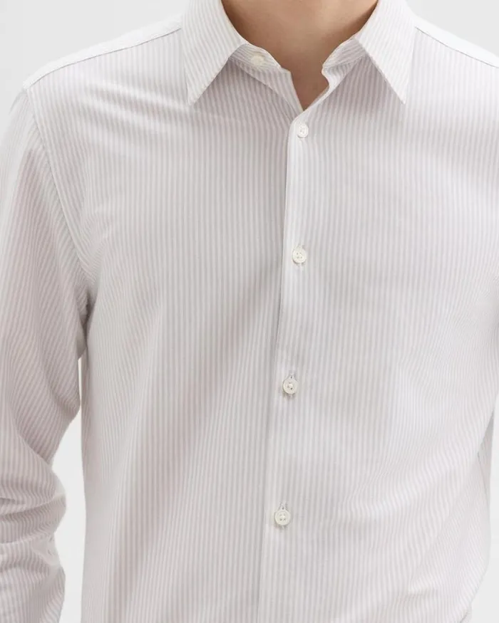 Shirts Men Theory Tailored Shirt In Striped Structure Knit Whitevapor