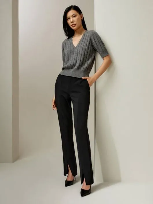 Short Sleeve VNeck Cashmere Tshirt Women Lilysilk Knitwear