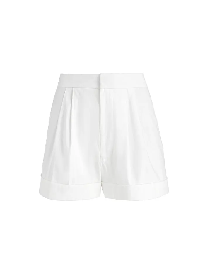 Shorts Women Alice Olivia Conry Linen Pleated Cuff Short Off White