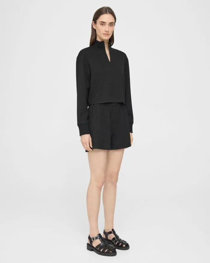 Shorts Women Theory Mini PullOn Short In DoubleKnit Jersey Black Shorts Women Theory Mini PullOn Short In DoubleKnit Jersey Black