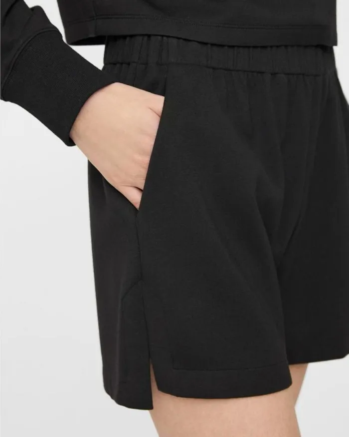 Shorts Women Theory Mini PullOn Short In DoubleKnit Jersey Black Shorts Women Theory Mini PullOn Short In DoubleKnit Jersey Black