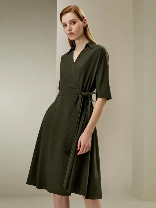 Silk Front Tie Vneck Wrap Dress Women Jumpsuits Lilysilk Dresses