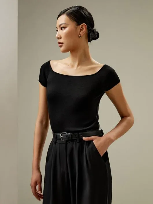 Silk Knit OffShoulder Top Women Lilysilk Tops