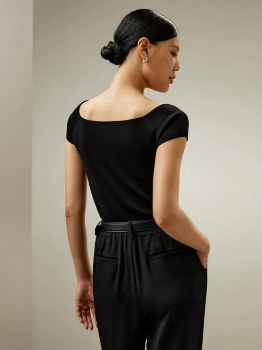 Silk Knit OffShoulder Top Women Lilysilk Tops