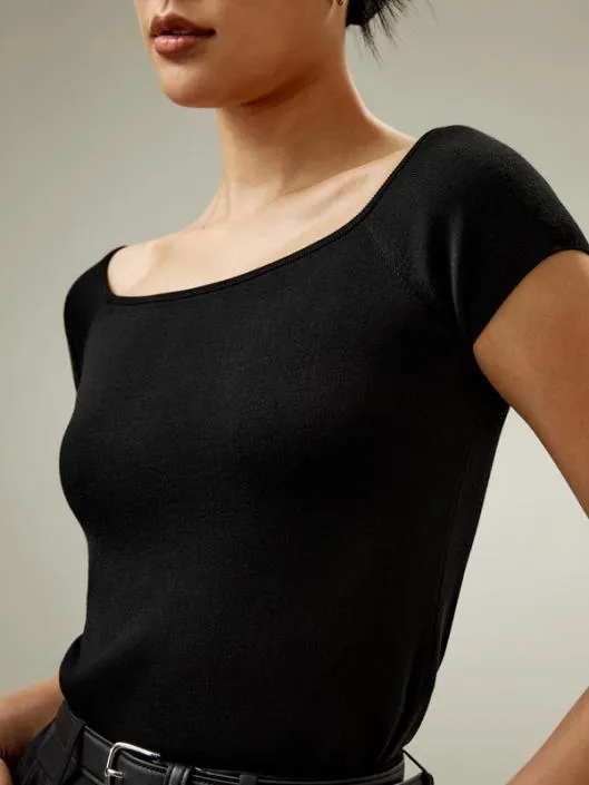 Silk Knit OffShoulder Top Women Lilysilk Tops