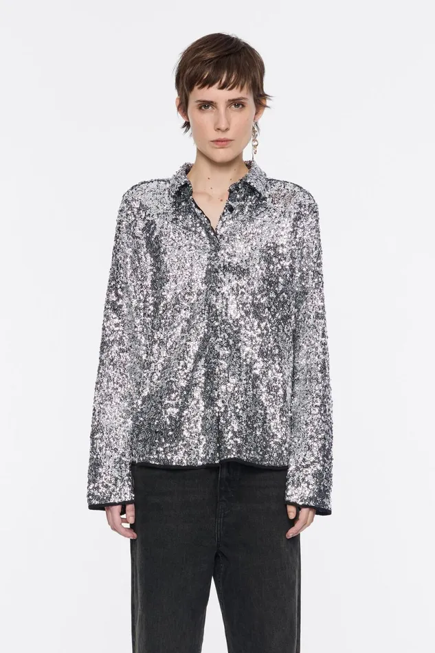 Silver Sequin Shirt Silver Women Bimba Y Lola Shirts