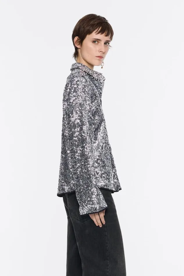 Silver Sequin Shirt Silver Women Bimba Y Lola Shirts