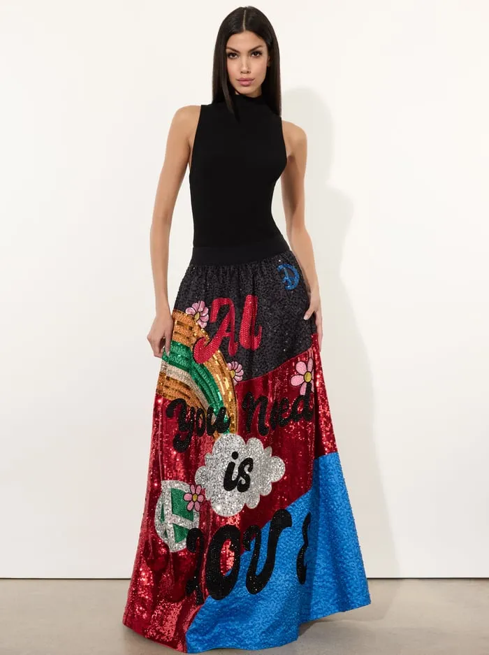 Skirts Women Alice Olivia The Beatles Tina Ballgown Skirt All You Need Is Love