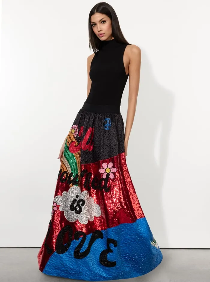 Skirts Women Alice Olivia The Beatles Tina Ballgown Skirt All You Need Is Love