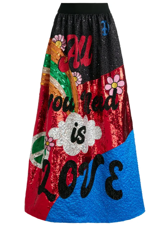Skirts Women Alice Olivia The Beatles Tina Ballgown Skirt All You Need Is Love