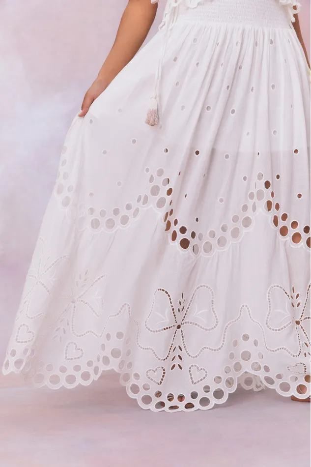 Skirts WomenKids LoveShackFancy Cassaro Eyelet Cotton Maxi Skirt Soft White