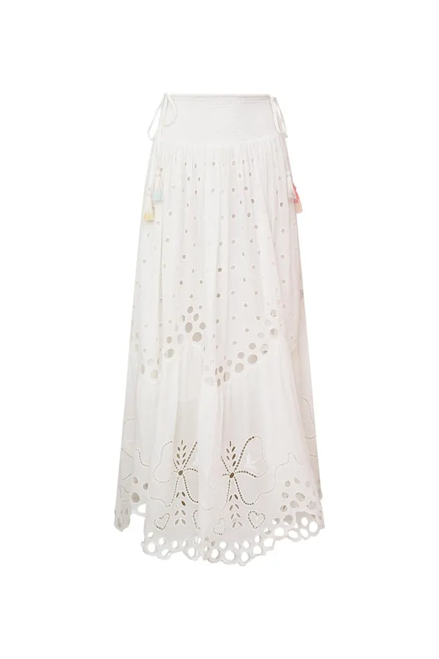 Skirts WomenKids LoveShackFancy Cassaro Eyelet Cotton Maxi Skirt Soft White
