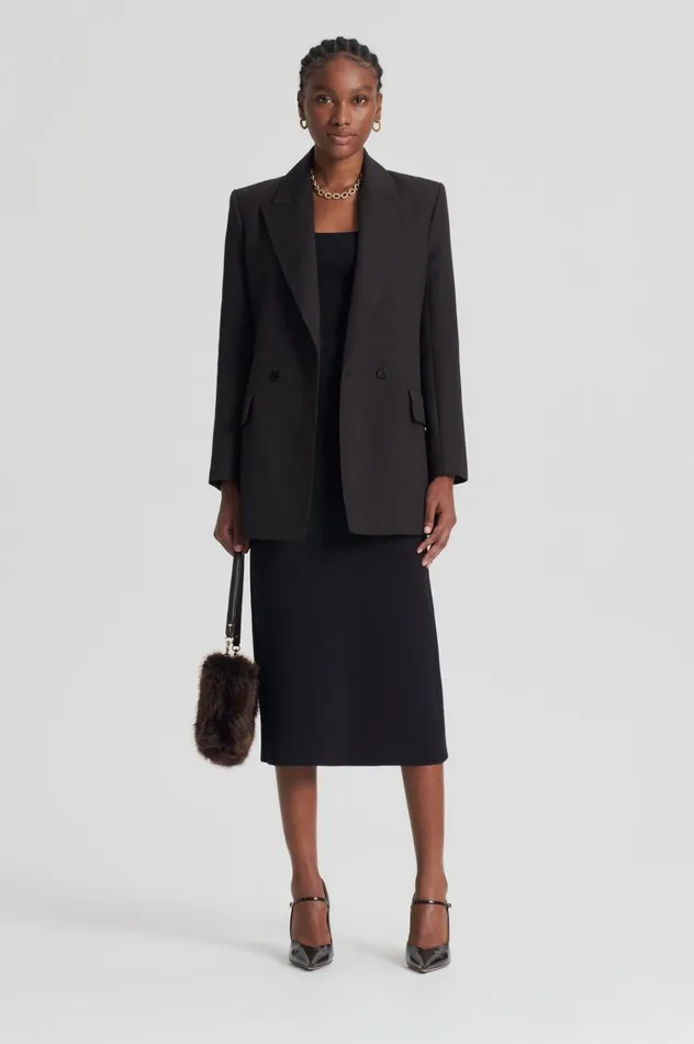 Skirts Women Scanlan Theodore CREPE KNIT PENCIL SKIRT MIDI Darkchocolate