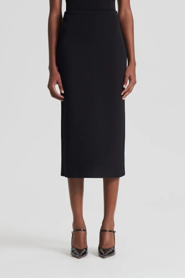 Skirts Women Scanlan Theodore CREPE KNIT PENCIL SKIRT MIDI Darkchocolate