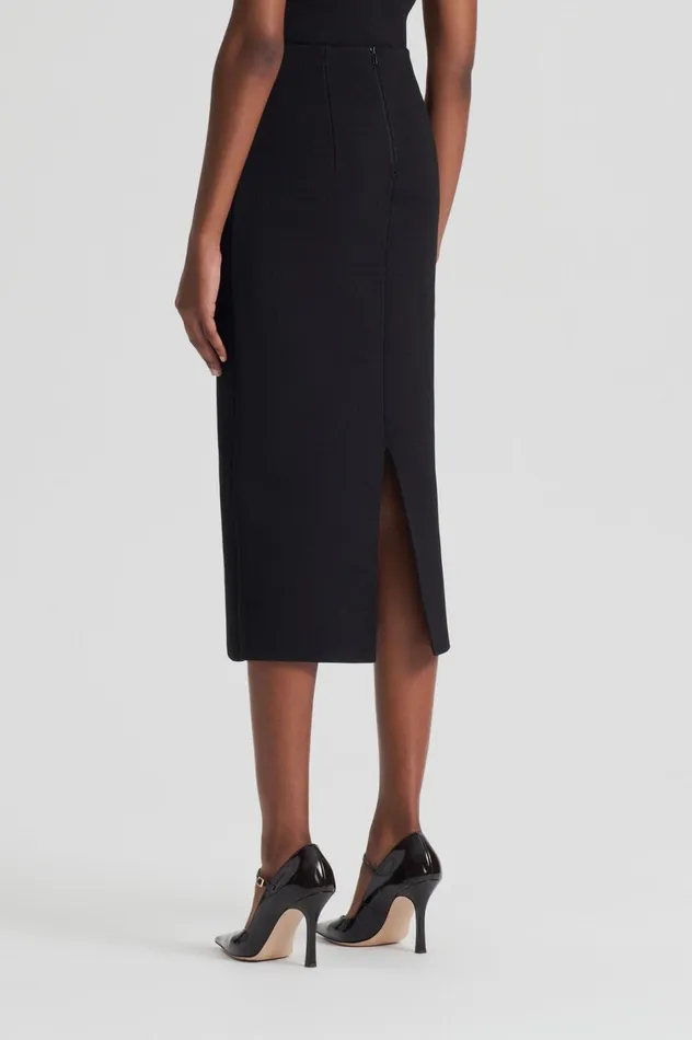 Skirts Women Scanlan Theodore CREPE KNIT PENCIL SKIRT MIDI Darkchocolate