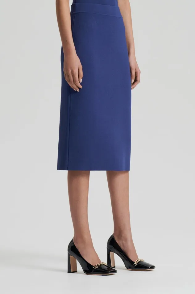 Skirts Women Scanlan Theodore CREPE KNIT SLIT BACK SKIRT Royal