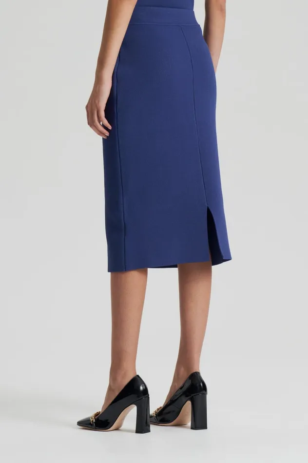 Skirts Women Scanlan Theodore CREPE KNIT SLIT BACK SKIRT Royal