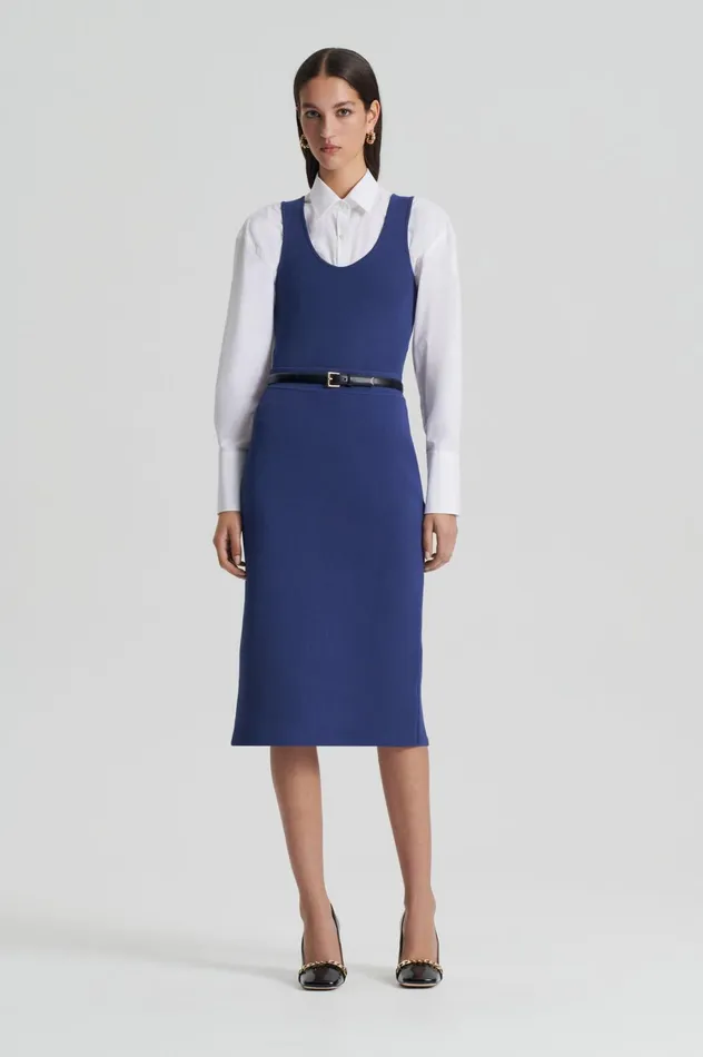 Skirts Women Scanlan Theodore CREPE KNIT SLIT BACK SKIRT Royal