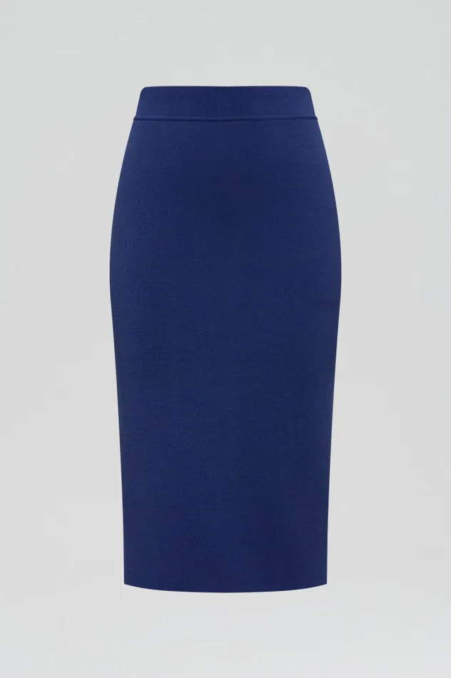 Skirts Women Scanlan Theodore CREPE KNIT SLIT BACK SKIRT Royal