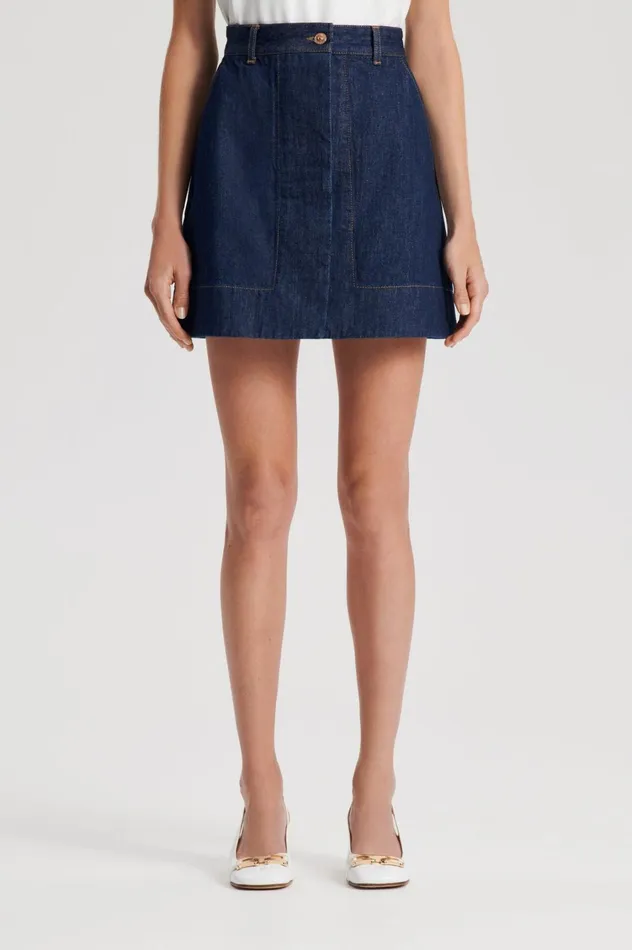 Skirts Women Scanlan Theodore DENIM MINI SKIRT Indigo Skirts Women Scanlan Theodore DENIM MINI SKIRT Indigo