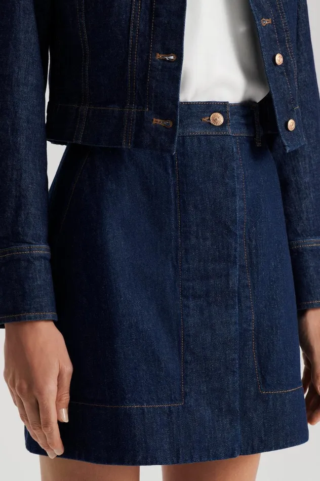 Skirts Women Scanlan Theodore DENIM MINI SKIRT Indigo Skirts Women Scanlan Theodore DENIM MINI SKIRT Indigo