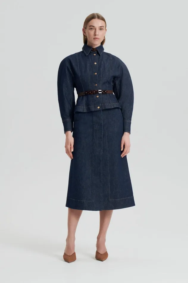 Skirts Women Scanlan Theodore DENIM SKIRT Indigo