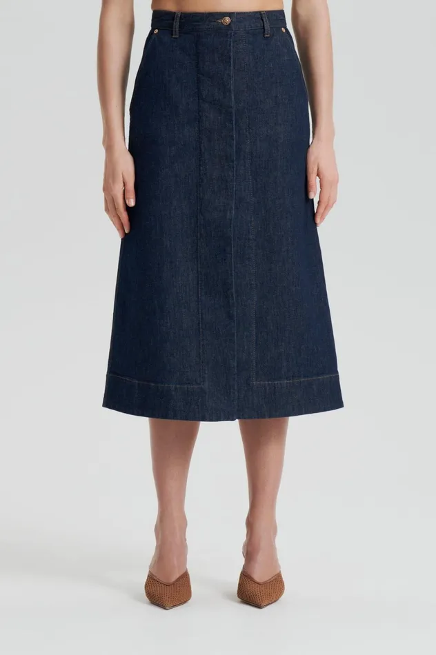 Skirts Women Scanlan Theodore DENIM SKIRT Indigo Skirts Women Scanlan Theodore DENIM SKIRT Indigo