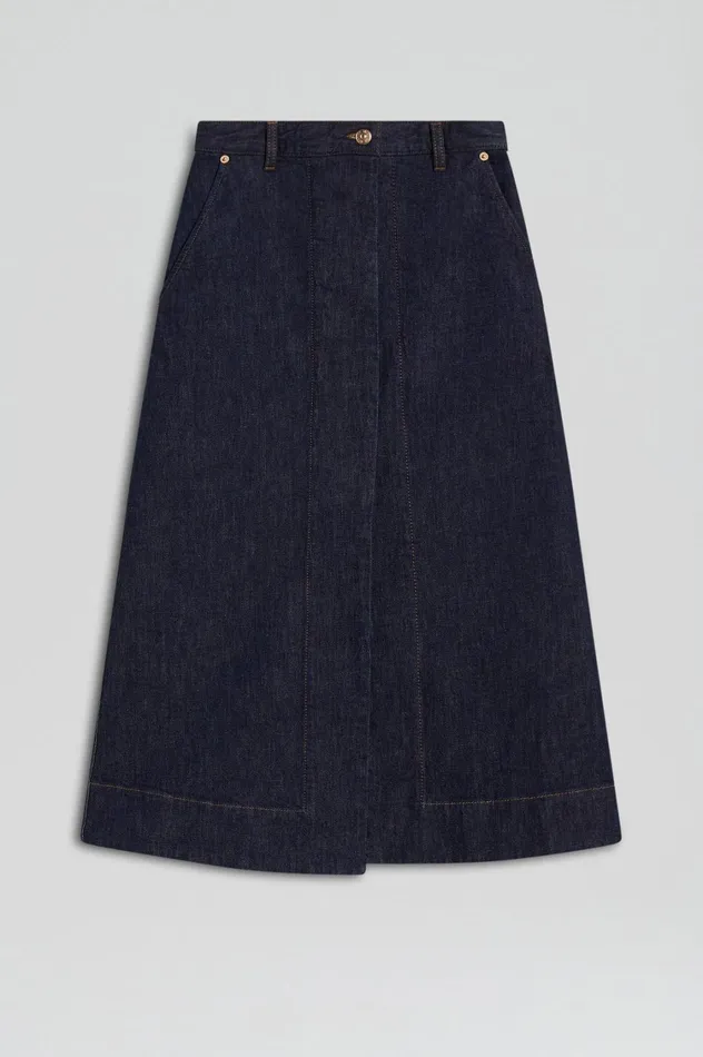 Skirts Women Scanlan Theodore DENIM SKIRT Indigo Skirts Women Scanlan Theodore DENIM SKIRT Indigo