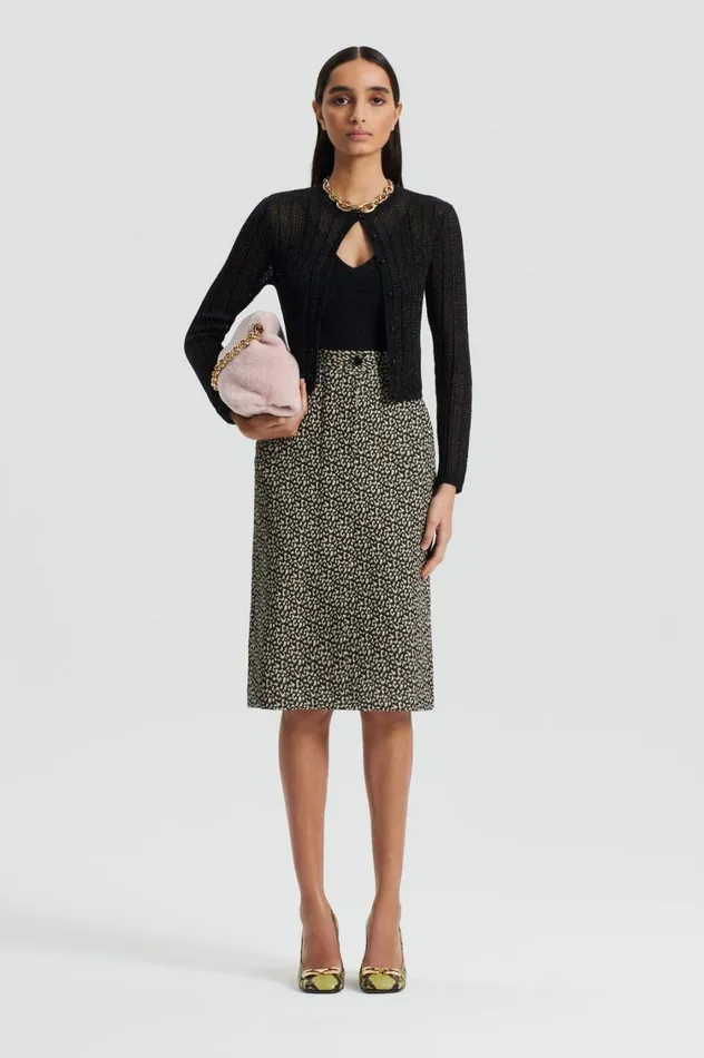 Skirts Women Scanlan Theodore OCELOT PENCIL SKIRT Darkelm