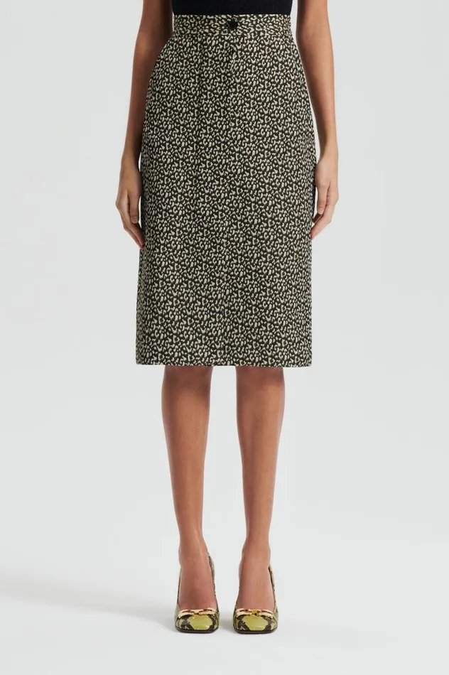 Skirts Women Scanlan Theodore OCELOT PENCIL SKIRT Darkelm Skirts Women Scanlan Theodore OCELOT PENCIL SKIRT Darkelm