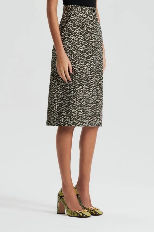 Skirts Women Scanlan Theodore OCELOT PENCIL SKIRT Darkelm Skirts Women Scanlan Theodore OCELOT PENCIL SKIRT Darkelm