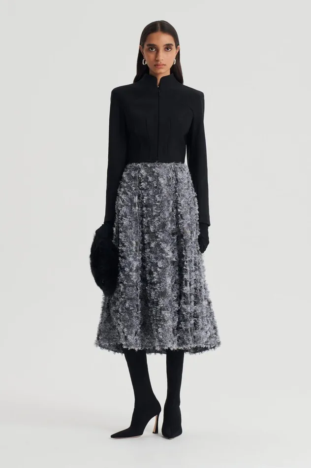 Skirts Women Scanlan Theodore TINSEL FRINGE FULL SKIRT Darksilver