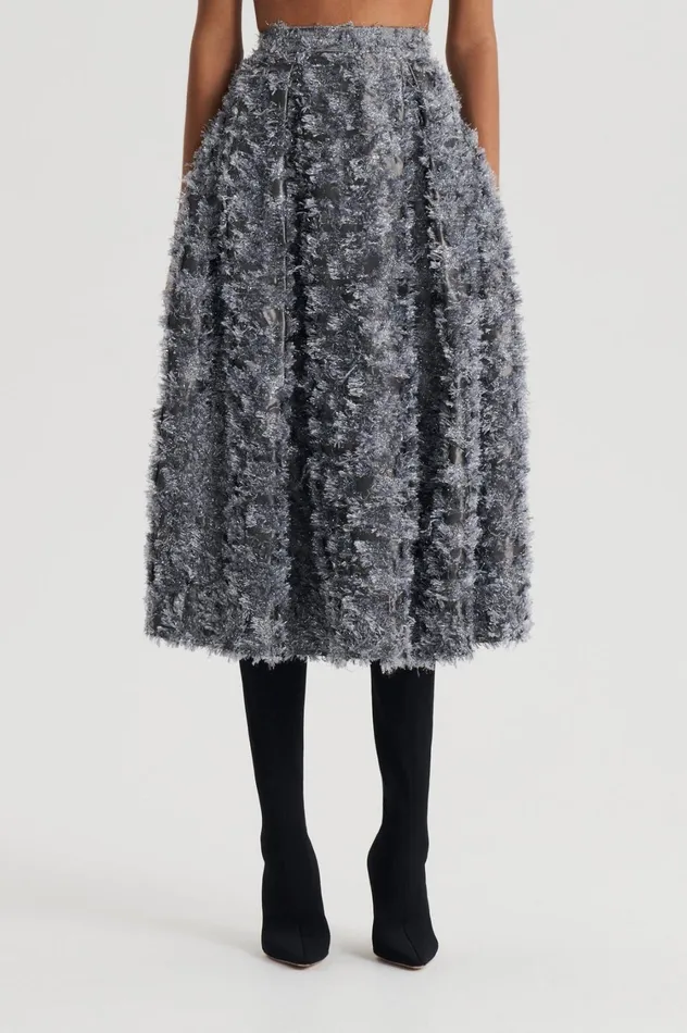 Skirts Women Scanlan Theodore TINSEL FRINGE FULL SKIRT Darksilver Skirts Women Scanlan Theodore TINSEL FRINGE FULL SKIRT Darksilver