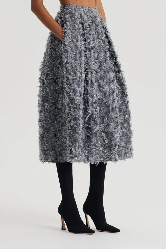 Skirts Women Scanlan Theodore TINSEL FRINGE FULL SKIRT Darksilver Skirts Women Scanlan Theodore TINSEL FRINGE FULL SKIRT Darksilver
