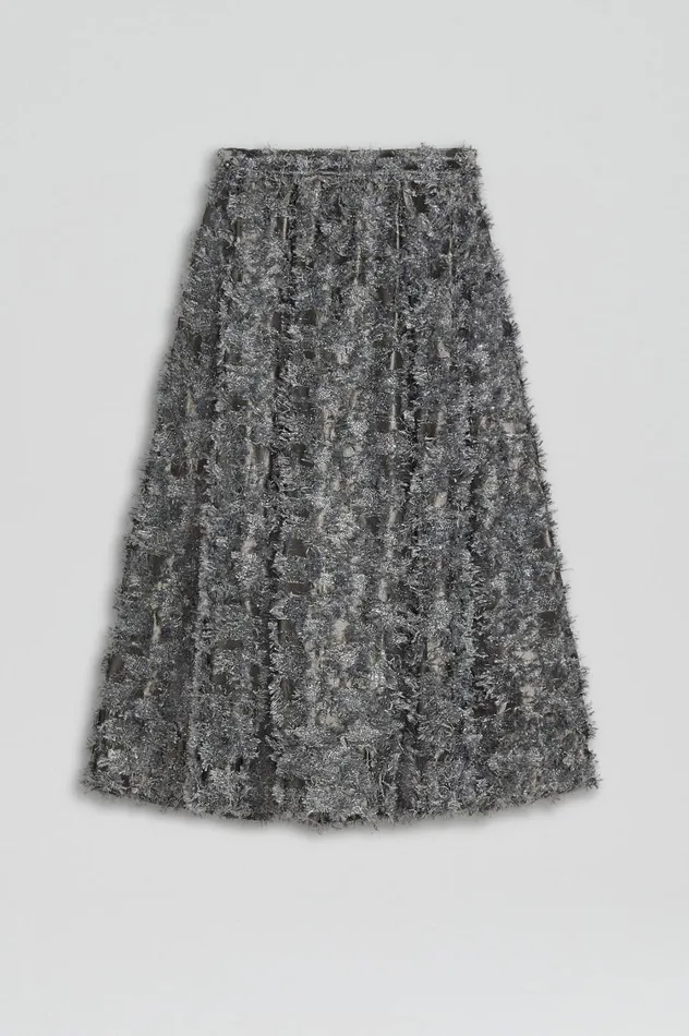 Skirts Women Scanlan Theodore TINSEL FRINGE FULL SKIRT Darksilver Skirts Women Scanlan Theodore TINSEL FRINGE FULL SKIRT Darksilver