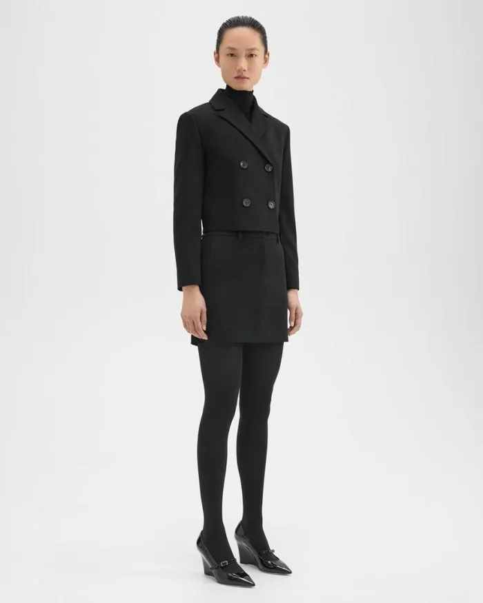 Skirts Women Theory Mini Trouser Skirt In Admiral Crepe Black