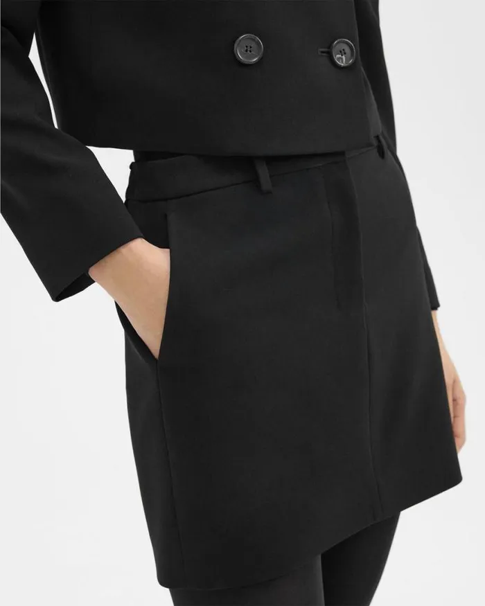 Skirts Women Theory Mini Trouser Skirt In Admiral Crepe Black