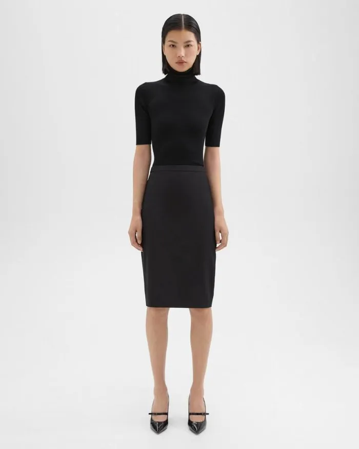 Skirts Women Theory Slim Pencil Skirt In Good Wool Black